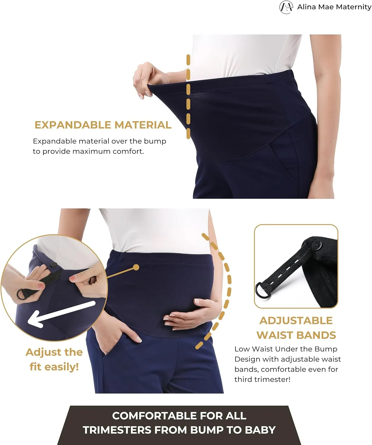 Maternity Pants Comfortable Stretch Over-Bump Women Pregnancy Casual Capris for Work