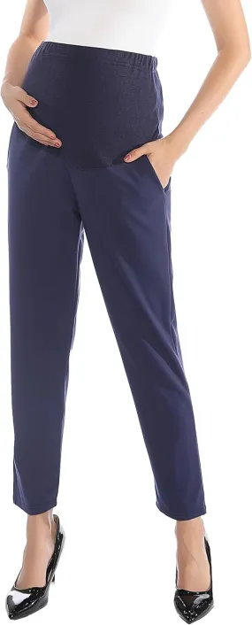 Maternity Pants Comfortable Stretch Over-Bump Women Pregnancy Casual Capris for Work