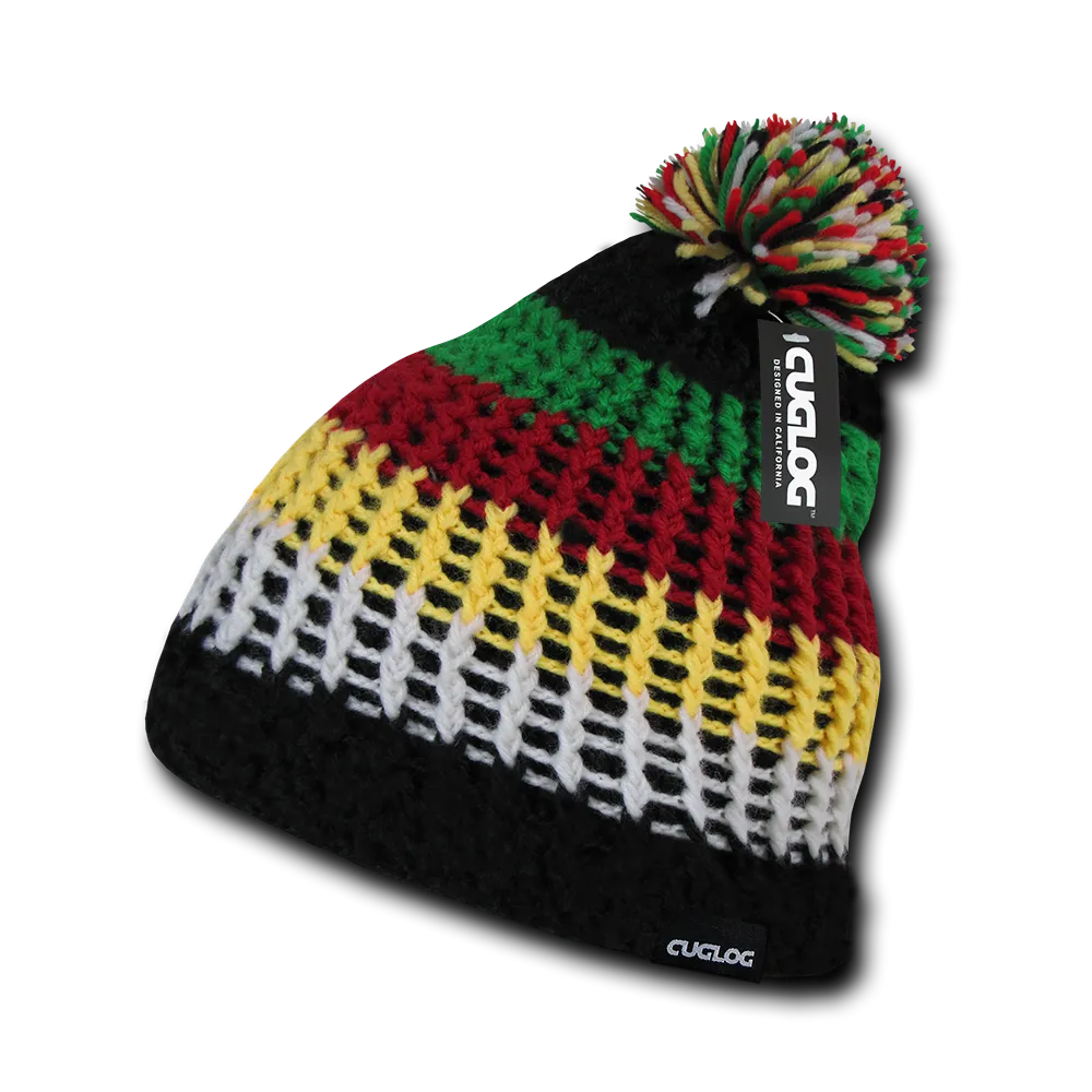 Matterhorn Pom Beanie, Extra Thick Knit Cap - Cuglog K024