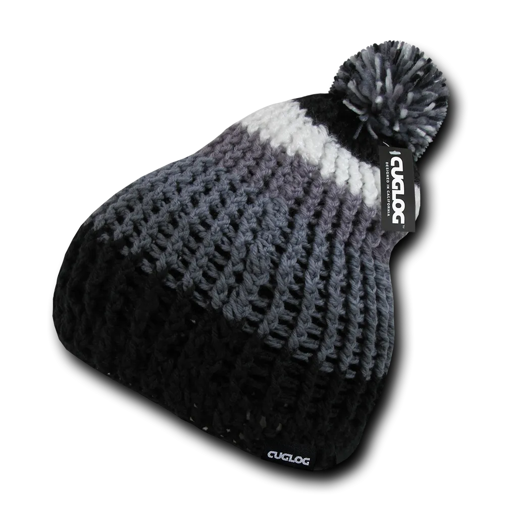 Matterhorn Pom Beanie, Extra Thick Knit Cap - Cuglog K024