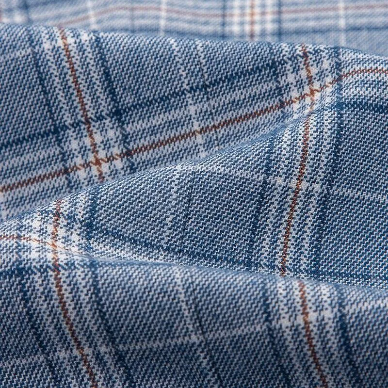 Men Suit - Blue-Grey Plaid Double-Breasted Suit