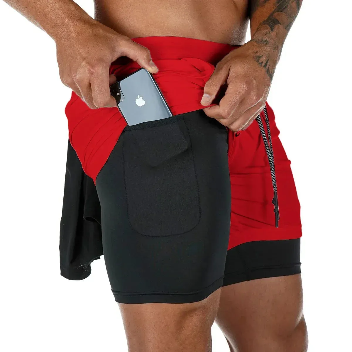 Men's 2-in-1 Quick Dry Running Shorts Fitness Gym