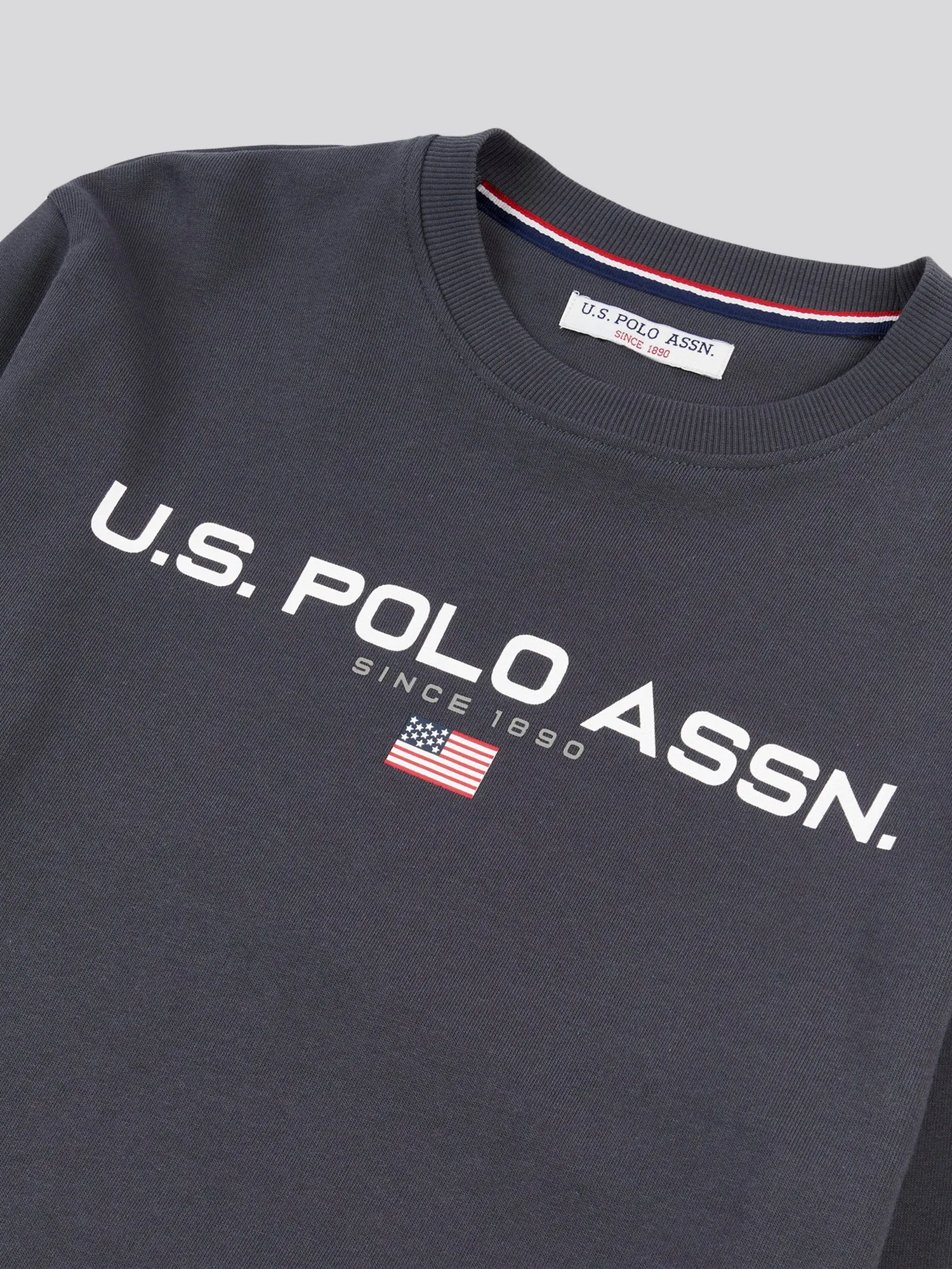 Mens Block Flag Graphic Crew Neck Sweatshirt in Ebony