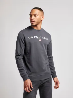 Mens Block Flag Graphic Crew Neck Sweatshirt in Ebony