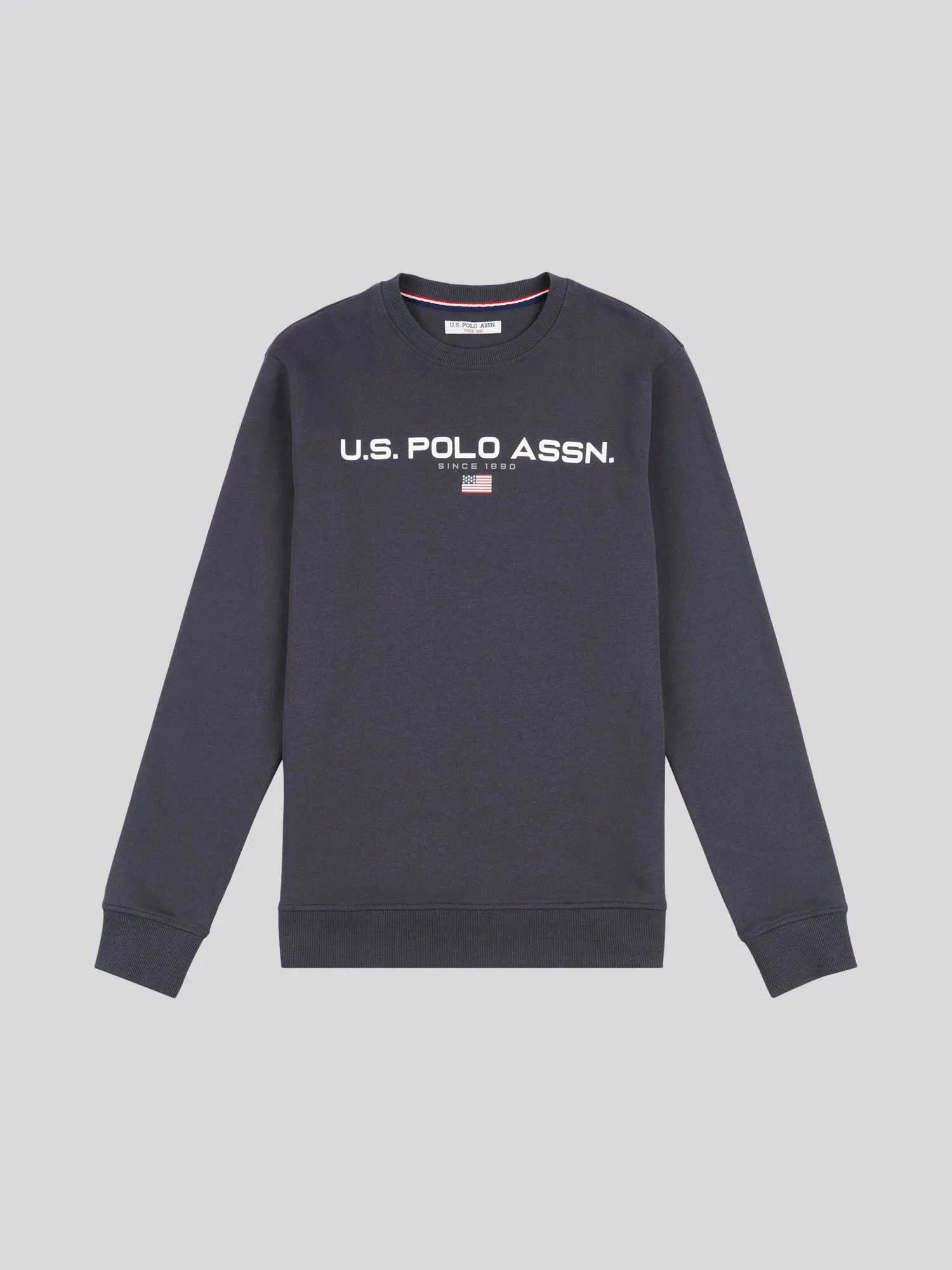 Mens Block Flag Graphic Crew Neck Sweatshirt in Ebony