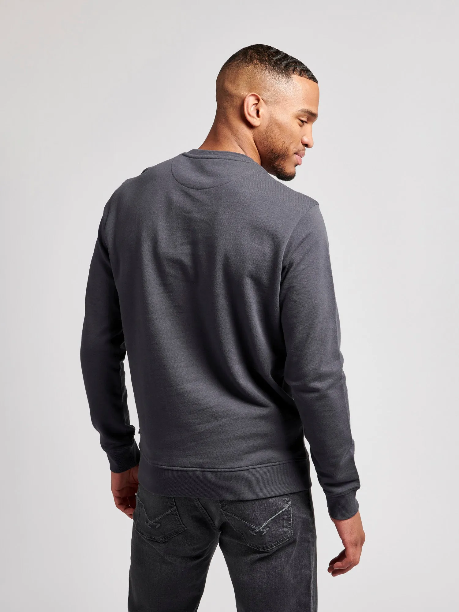 Mens Block Flag Graphic Crew Neck Sweatshirt in Ebony