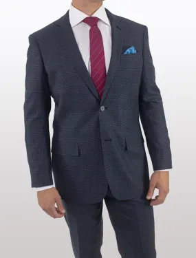 Men's Blue Glen Check Slim Fit Wool Suit