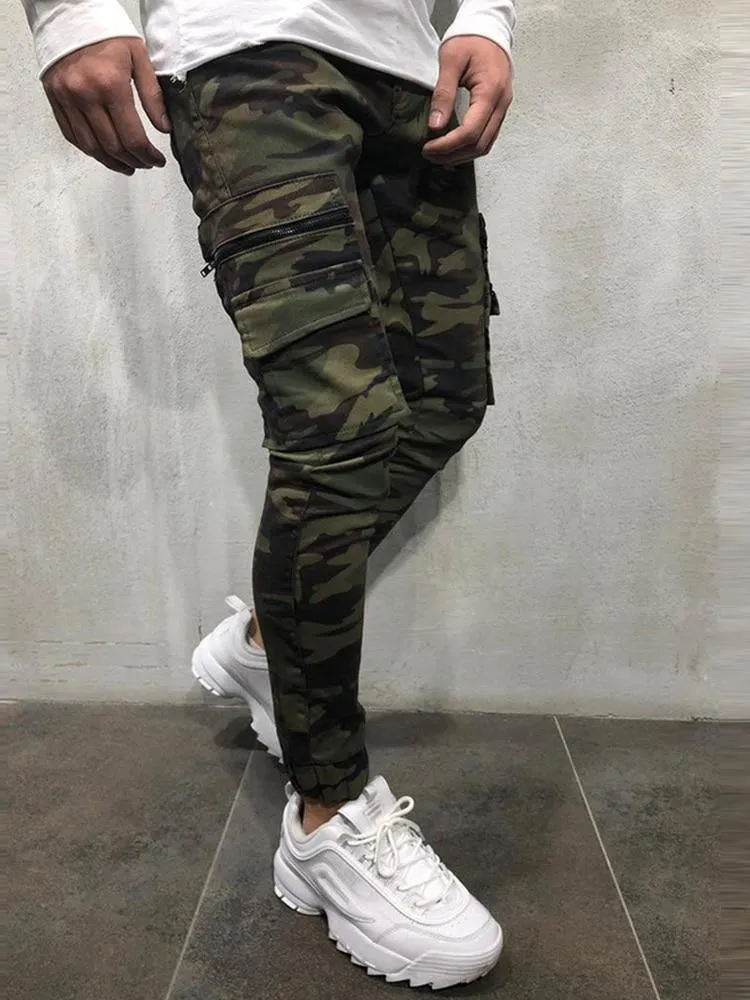 Men's Camouflage Slim Fit Multi-Pocket Cargo Joggers