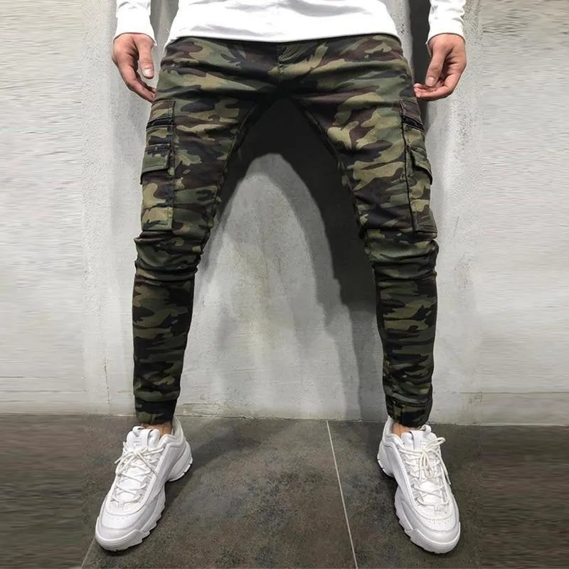 Men's Camouflage Slim Fit Multi-Pocket Cargo Joggers