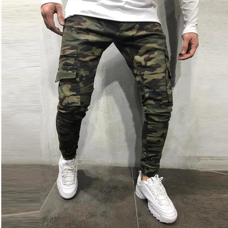 Men's Camouflage Slim Fit Multi-Pocket Cargo Joggers