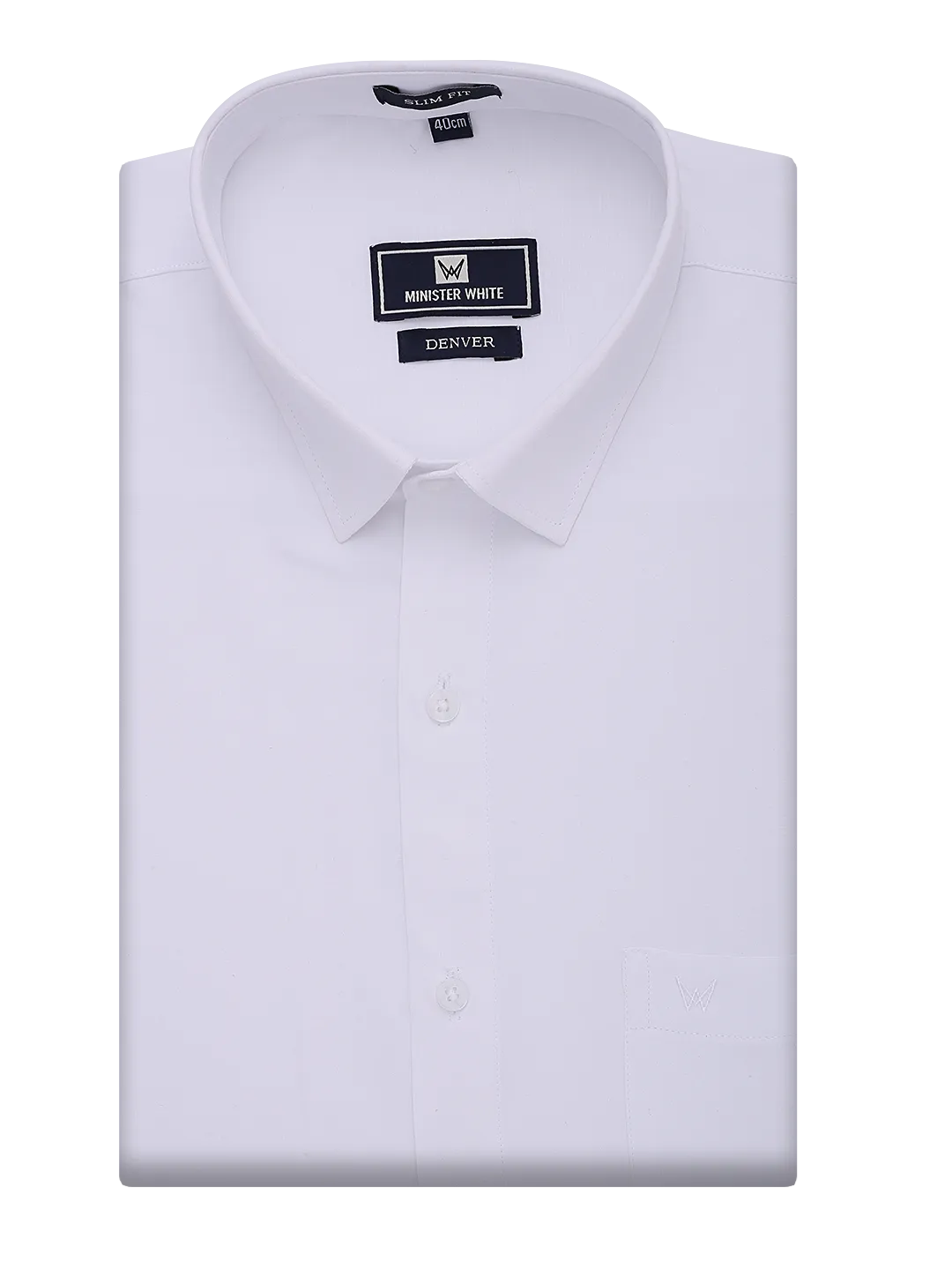 Mens Cotton Slim Fit White Shirt Denver