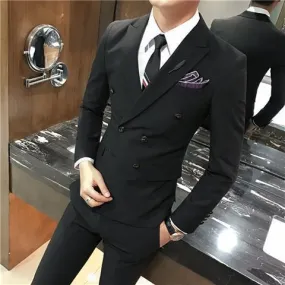 Men's Double Breasted Casual Suit Pants Set For Men