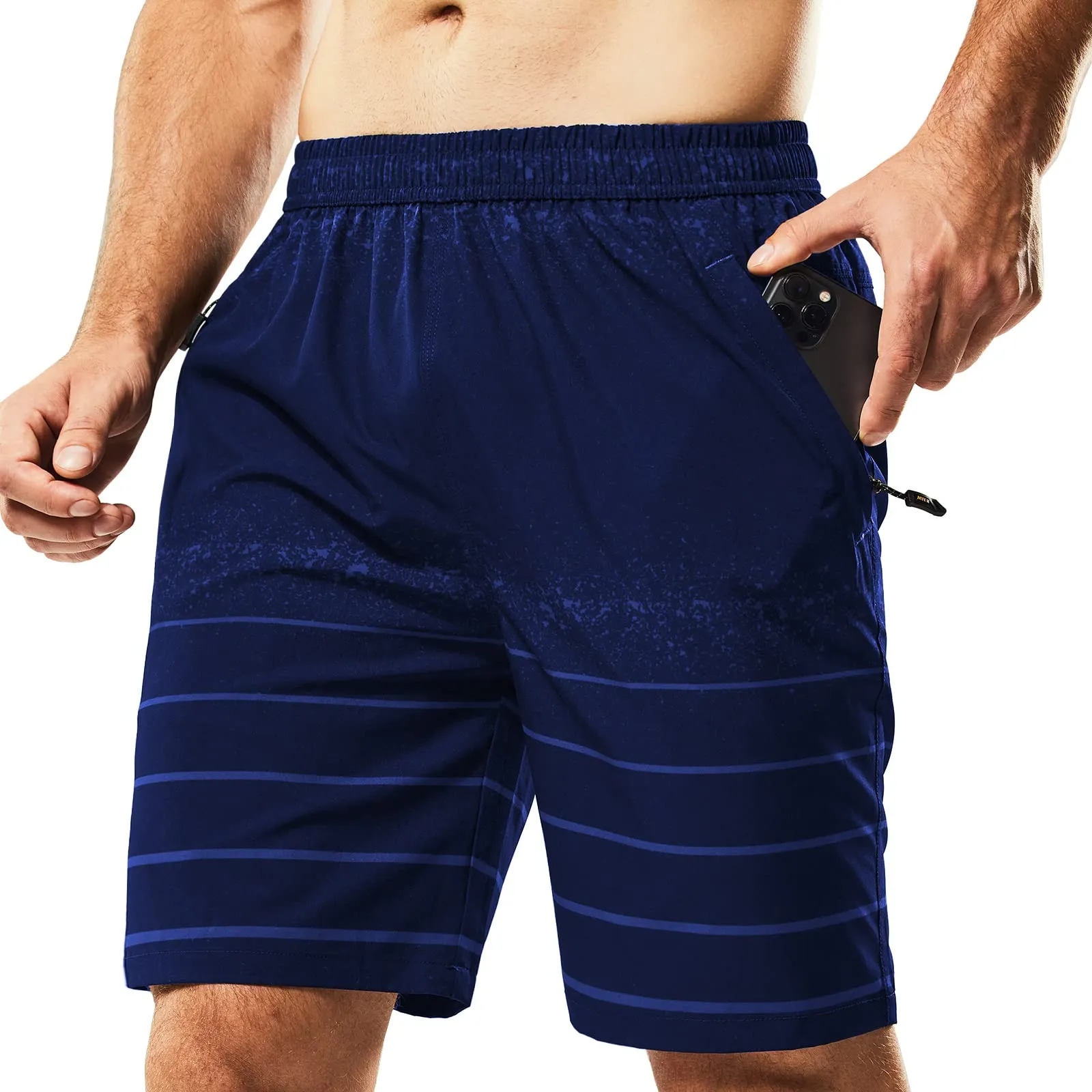 Men's Dry Fit Athletic Gym Shorts with Zipper Pockets 7 inch