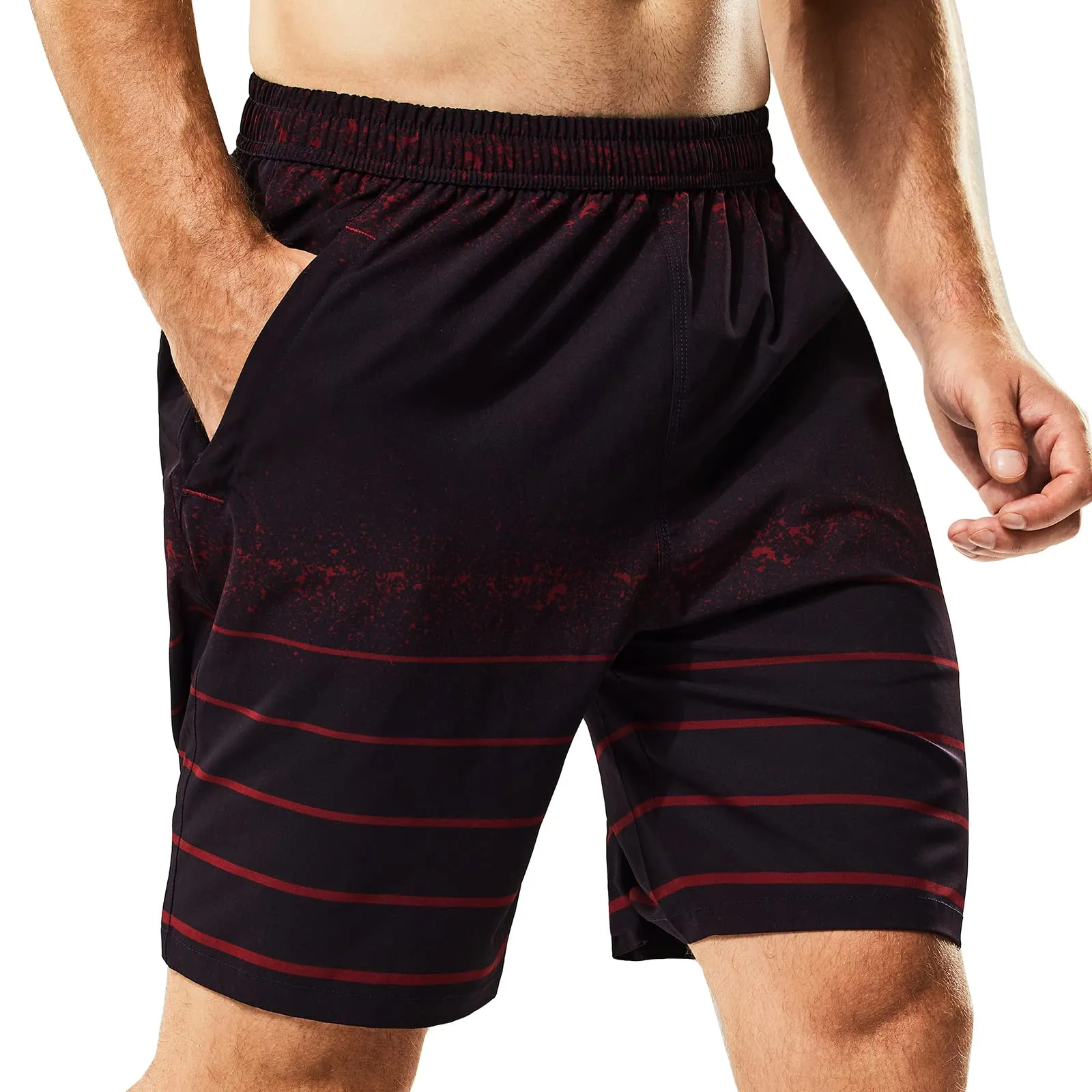Men's Dry Fit Athletic Gym Shorts with Zipper Pockets 7 inch