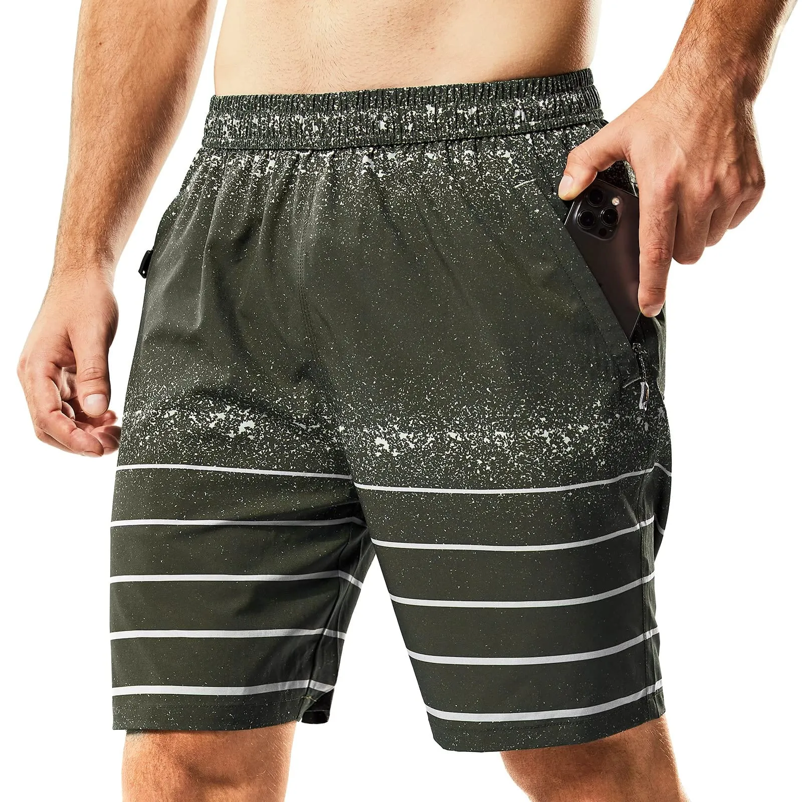 Men's Dry Fit Athletic Gym Shorts with Zipper Pockets 7 inch