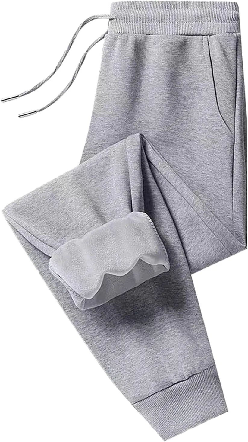 Men's Fleece Winter Thermal Track Joggers Pants Sherpa Lined Active Warm Sweatpants Drawstring Elastic Waist