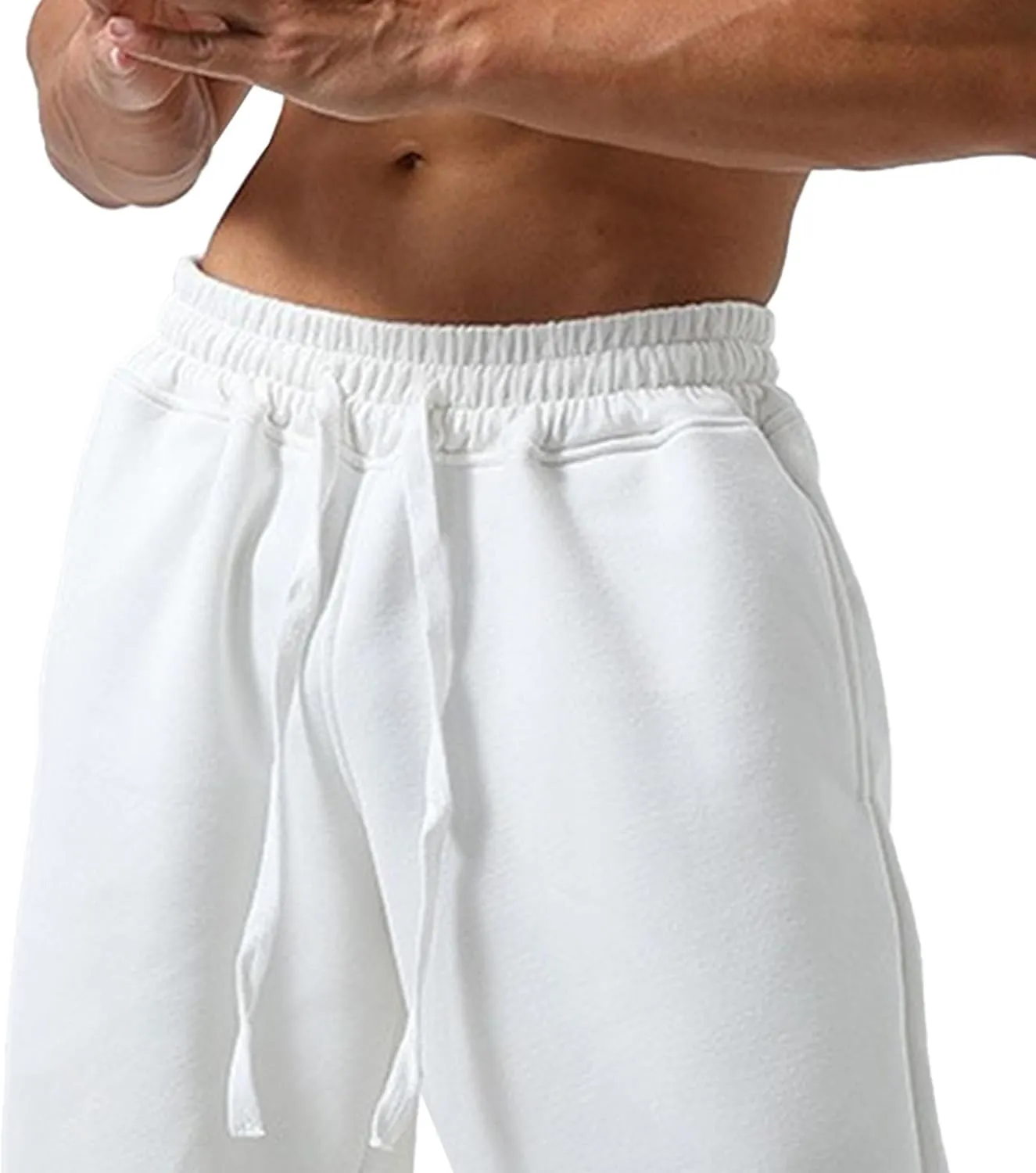 Men's Loose-Fit Gym Sweatpants Workout Jogger Open Bottom Pants Comfortable Breath Sports Trousers