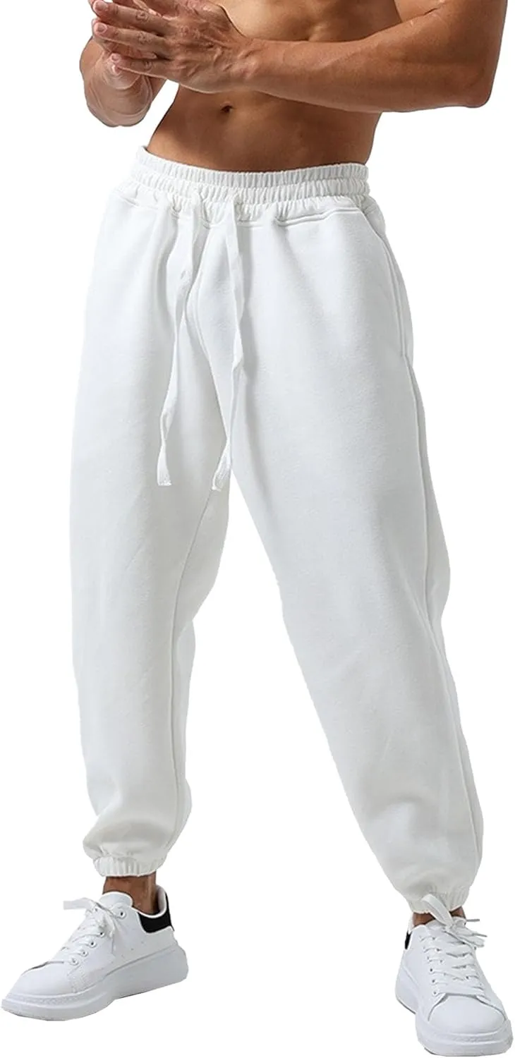 Men's Loose-Fit Gym Sweatpants Workout Jogger Open Bottom Pants Comfortable Breath Sports Trousers