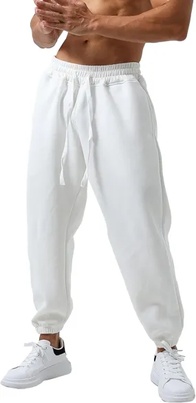 Men's Loose-Fit Gym Sweatpants Workout Jogger Open Bottom Pants Comfortable Breath Sports Trousers