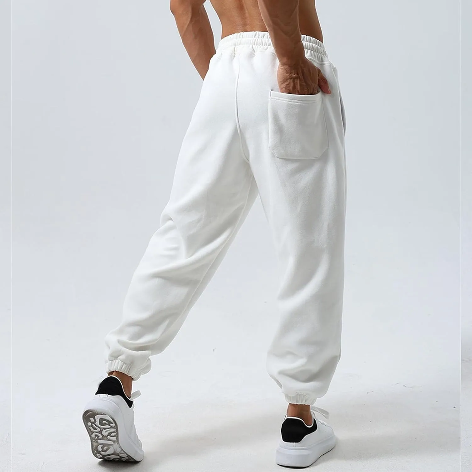 Men's Loose-Fit Gym Sweatpants Workout Jogger Open Bottom Pants Comfortable Breath Sports Trousers