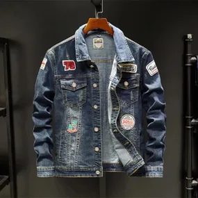 Men's Parka Patched Denim Jacket