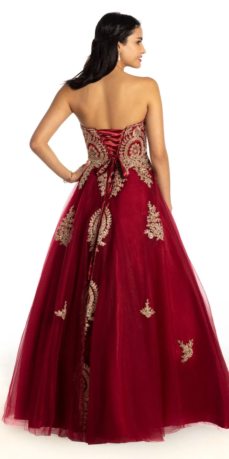Metallic Applique Tulle Ballgown