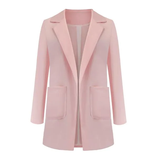 ML Women Blazer Casual Work Office Open Front Blazer Jacket Cardigan Solid Color with Pockets