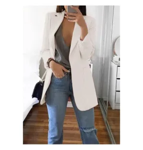 ML Women Blazer Casual Work Office Open Front Blazer Jacket Cardigan Solid Color with Pockets