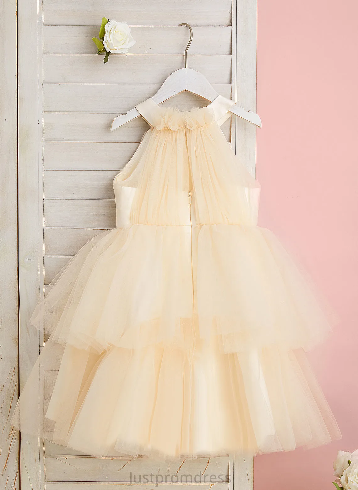 Neck Dress Knee-length Flower Rhinestone Sleeveless Girl Lucile High Ball-Gown/Princess - Flower Girl Dresses Tulle With
