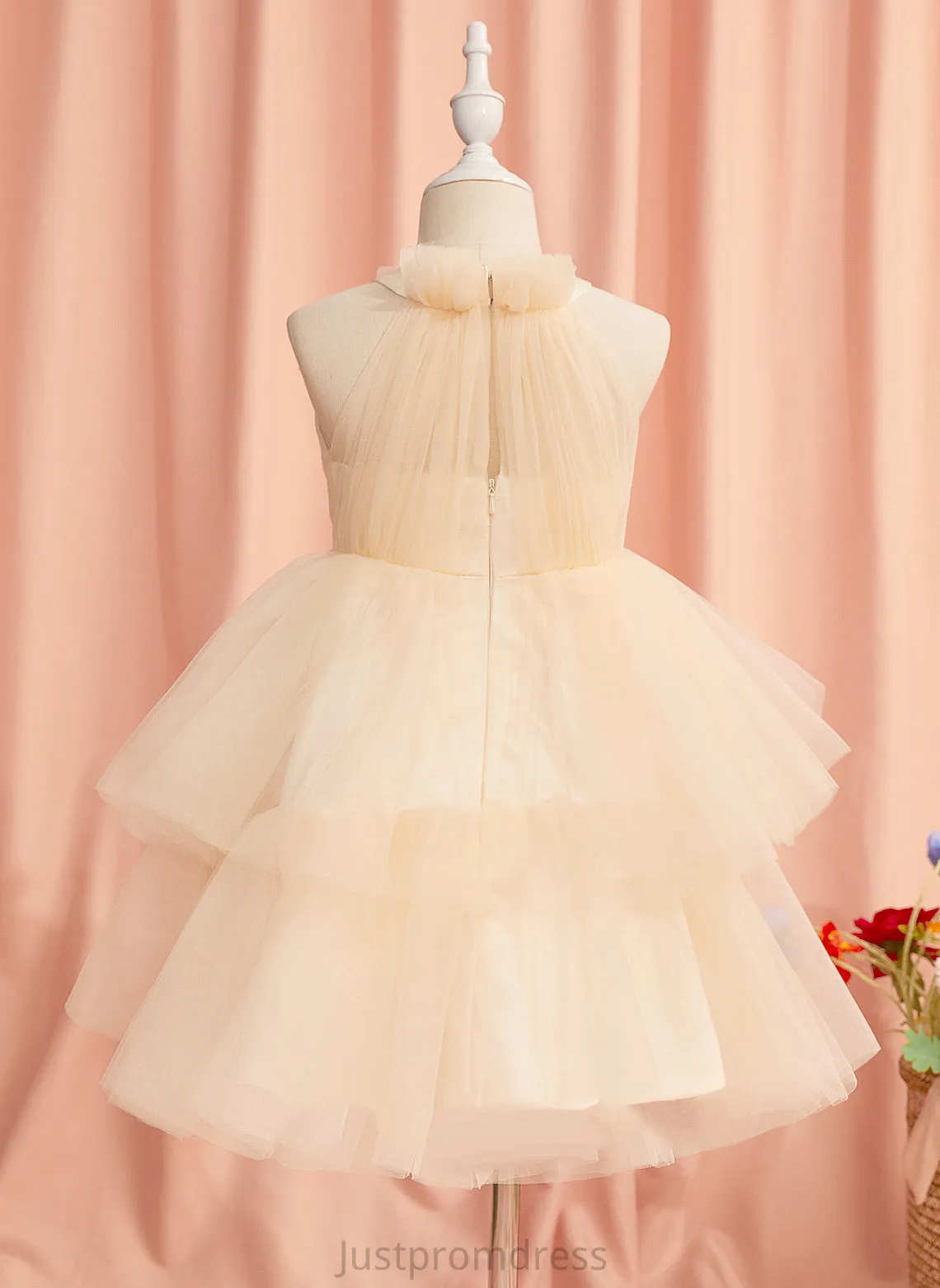 Neck Dress Knee-length Flower Rhinestone Sleeveless Girl Lucile High Ball-Gown/Princess - Flower Girl Dresses Tulle With