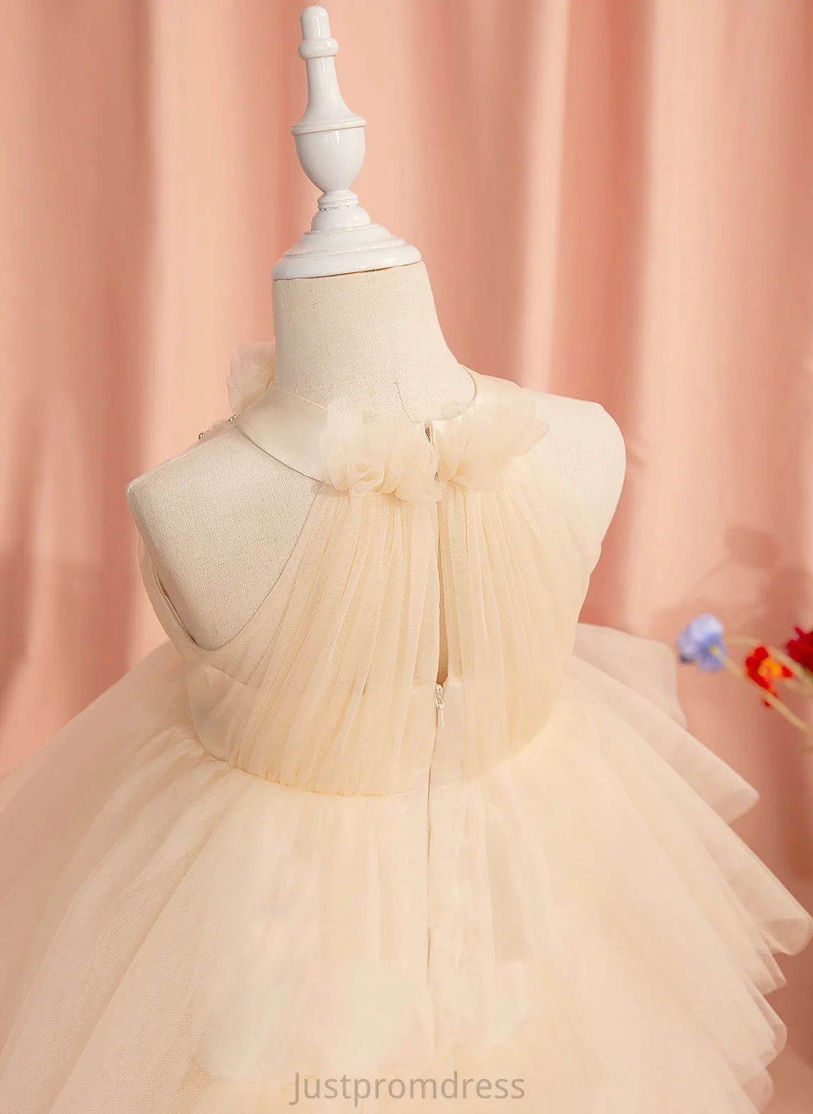 Neck Dress Knee-length Flower Rhinestone Sleeveless Girl Lucile High Ball-Gown/Princess - Flower Girl Dresses Tulle With