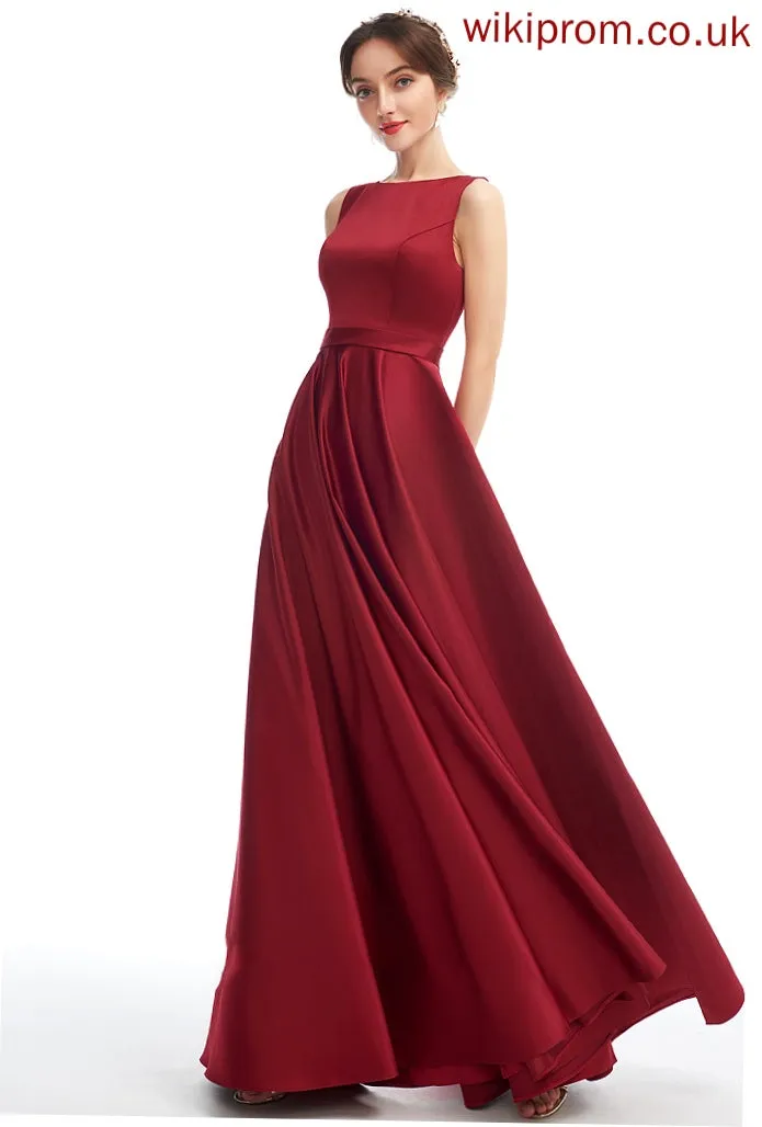 Neckline A-Line Straps Silhouette Length Fabric Satin ScoopNeck Floor-Length Jadyn Floor Length Scoop Bridesmaid Dresses