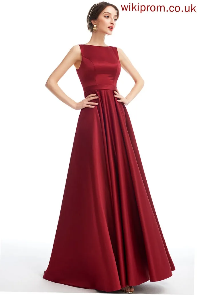 Neckline A-Line Straps Silhouette Length Fabric Satin ScoopNeck Floor-Length Jadyn Floor Length Scoop Bridesmaid Dresses