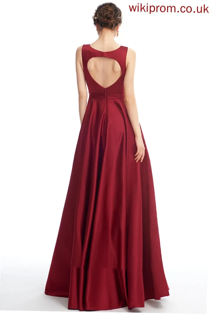 Neckline A-Line Straps Silhouette Length Fabric Satin ScoopNeck Floor-Length Jadyn Floor Length Scoop Bridesmaid Dresses