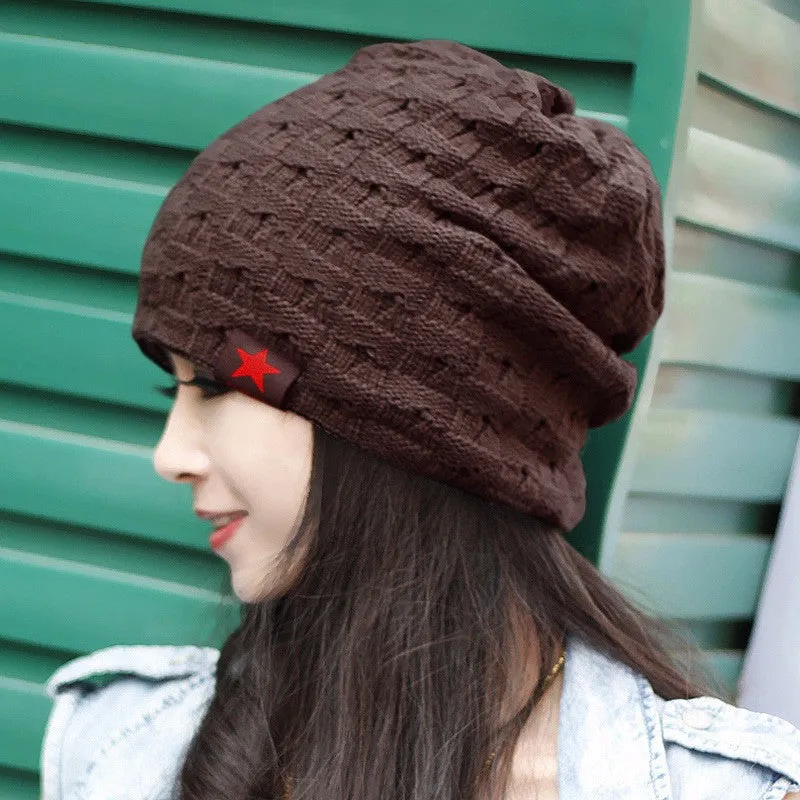 New reversible knitted winter female beanie hat women's warm hats women Chunky Baggy cap