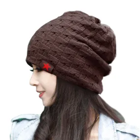 New reversible knitted winter female beanie hat women's warm hats women Chunky Baggy cap