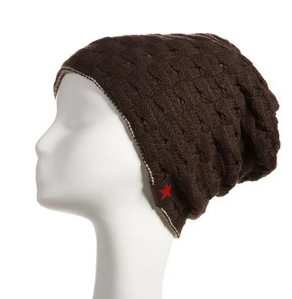 New reversible knitted winter female beanie hat women's warm hats women Chunky Baggy cap