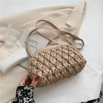 New Style Weave Soft PU Leather Small Crossbody Bags for Women 2021 Solid Color Shoulder Purses and Handbags Travel Trends