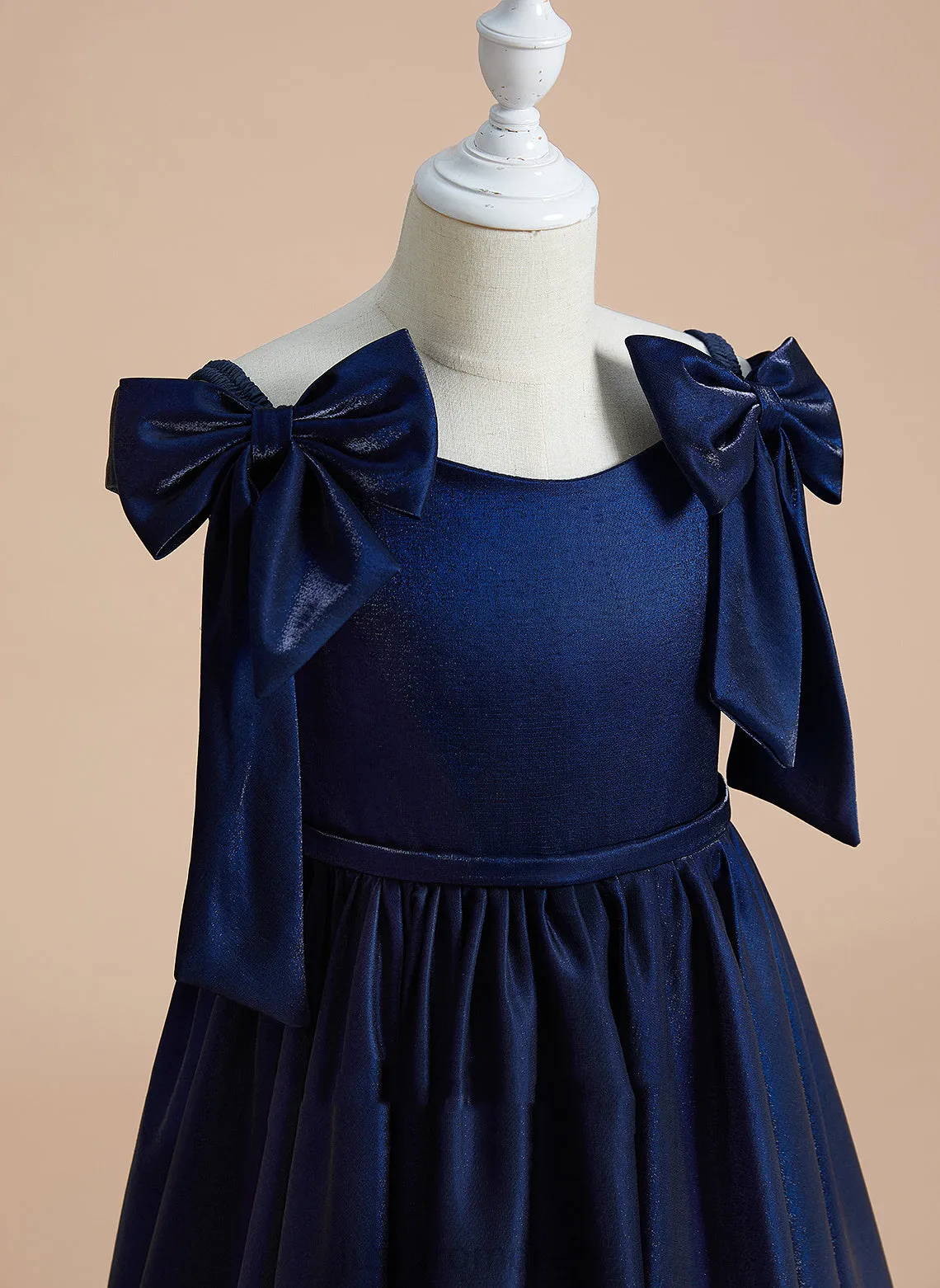 Noemi Dress Satin With - Bow(s) Sleeveless Scoop Flower Ball-Gown/Princess Girl Neck Flower Girl Dresses Floor-length