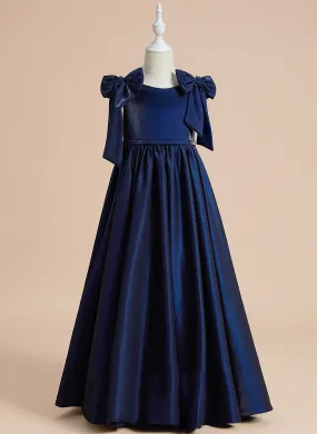 Noemi Dress Satin With - Bow(s) Sleeveless Scoop Flower Ball-Gown/Princess Girl Neck Flower Girl Dresses Floor-length