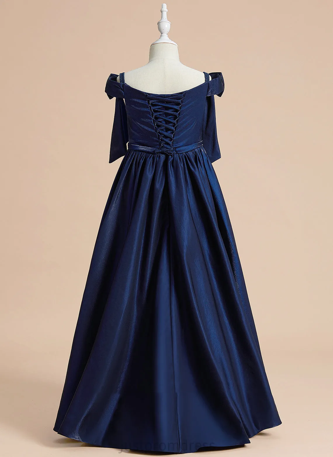 Noemi Dress Satin With - Bow(s) Sleeveless Scoop Flower Ball-Gown/Princess Girl Neck Flower Girl Dresses Floor-length