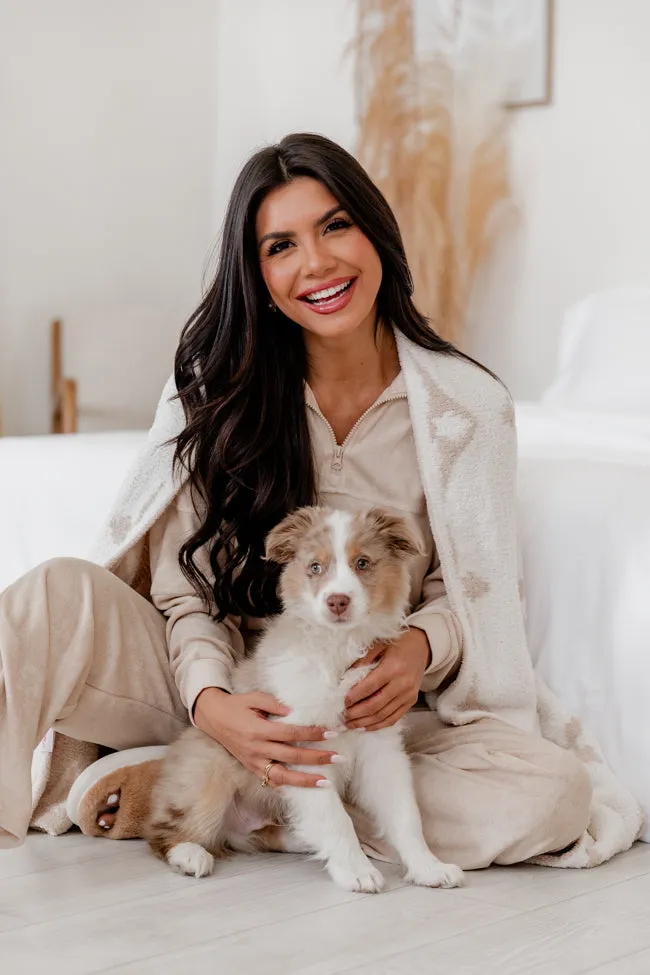 On Another Note Beige Terrycloth Quarter Zip Pullover FINAL SALE