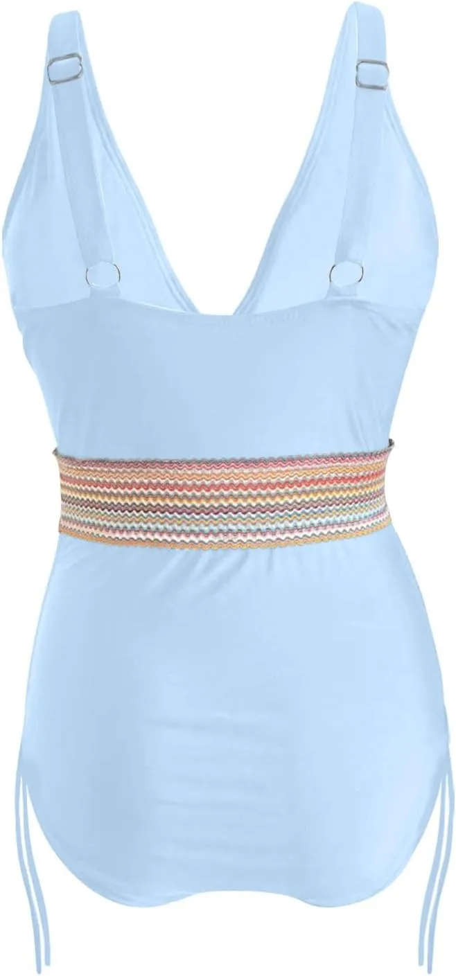 One Piece Bathing Suits Women Swimsuit Tummy Control Swimwear V Neck Slimming Swim Suit Push Up Bathing Suits