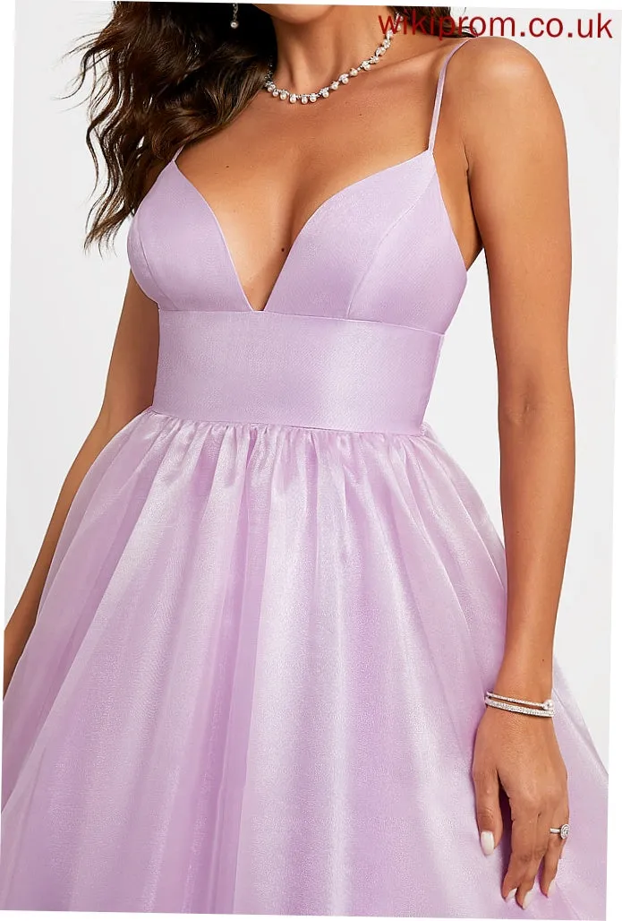 Organza V-neck Train Prom Dresses Sweep Aubrey Ball-Gown/Princess