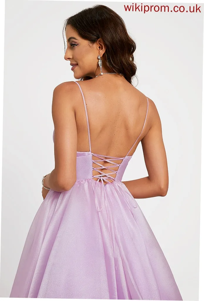 Organza V-neck Train Prom Dresses Sweep Aubrey Ball-Gown/Princess