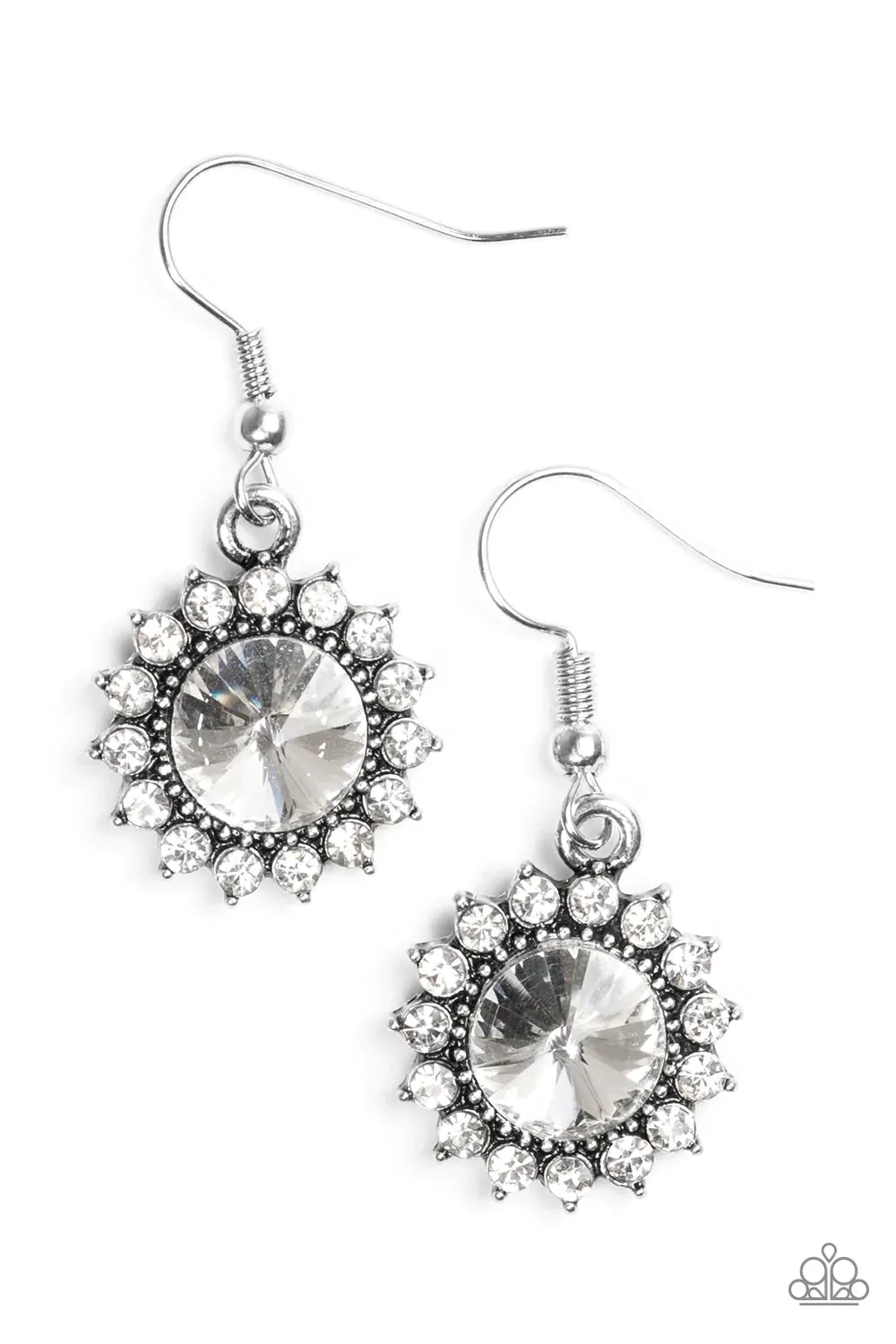 Paparazzi Earring ~ Bring In The BEAM Team - White