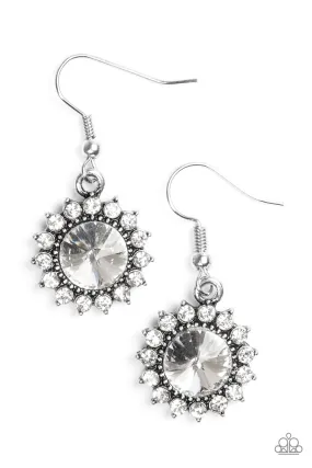 Paparazzi Earring ~ Bring In The BEAM Team - White