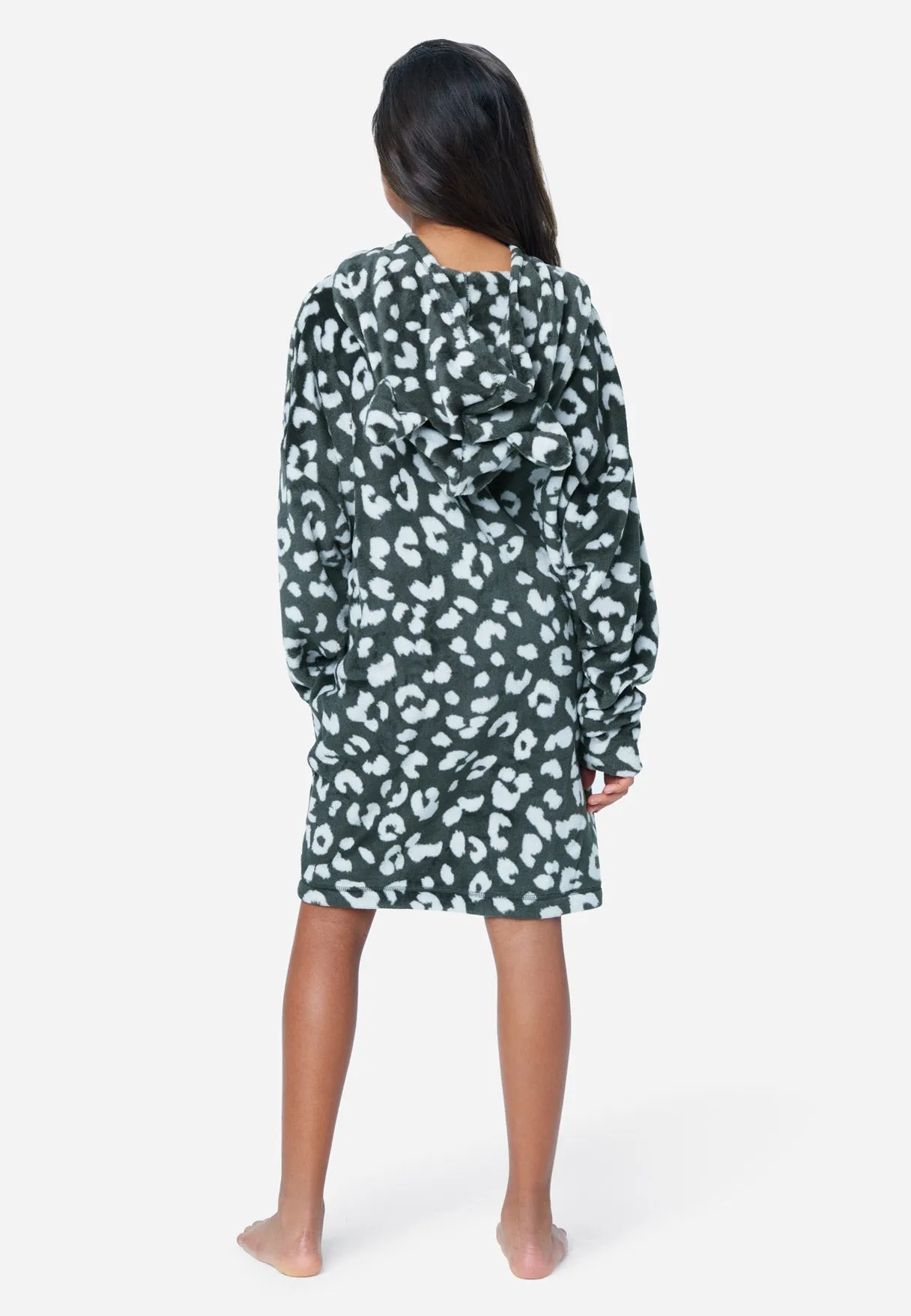 Patterned Hooded Oversized Sleep Shirt