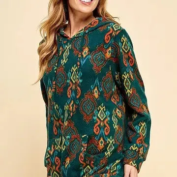 Plus Size Simple Retro Print Soft Hoodie