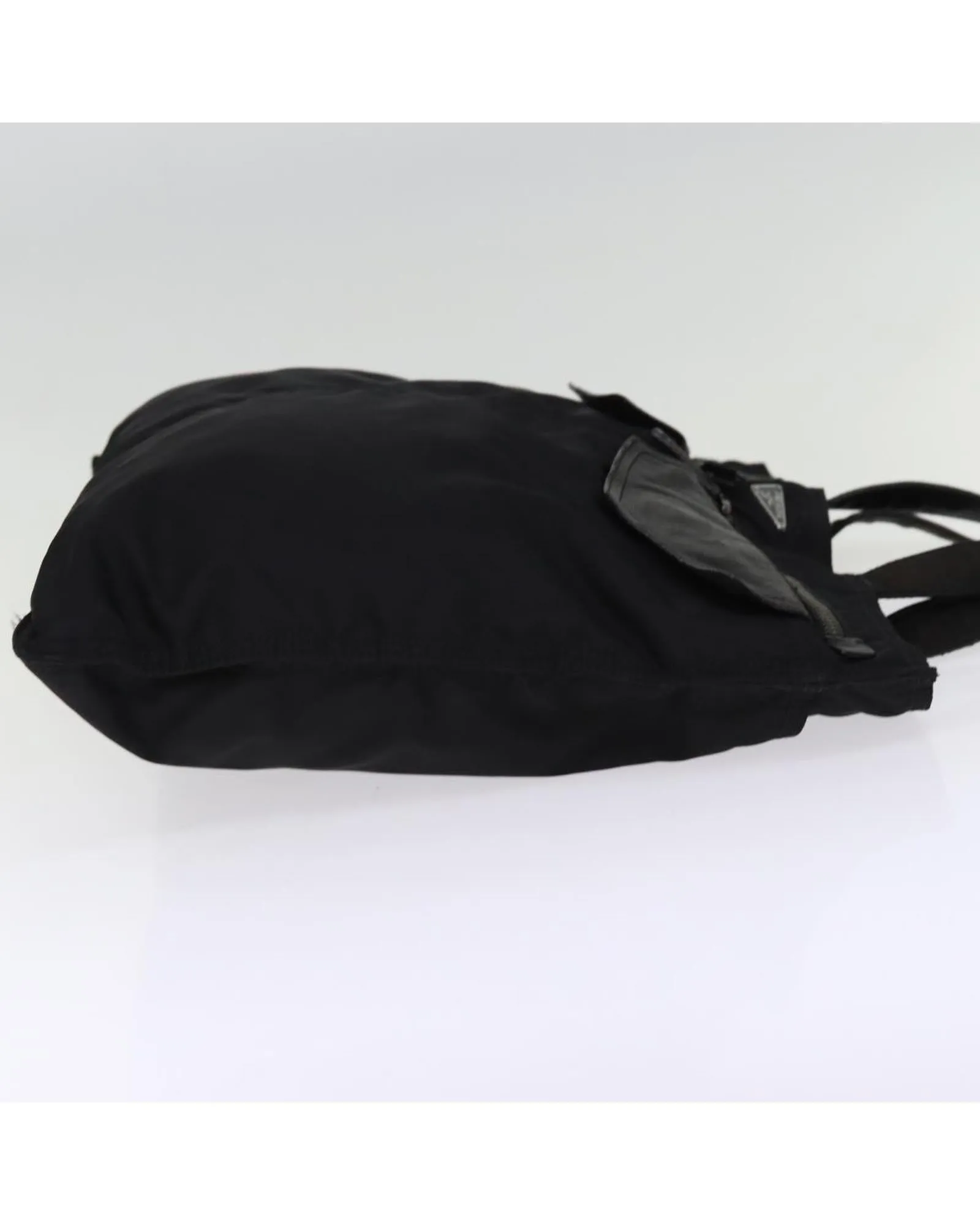 PRADA Black Nylon Tote Bag with Leather Trim